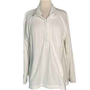 T by Talbots Women's UPF 50+Protection 1/4 Snap Pullover Sweater White XLP